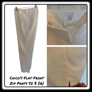Chicos white front-zip ankle lightweight pants sz 3 (approx sz 16)